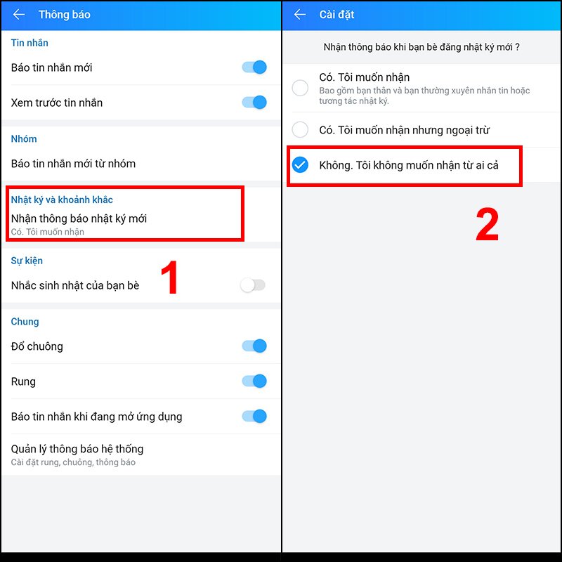 Xóa thông báo nhật ký mới trên Zalo như thế nào