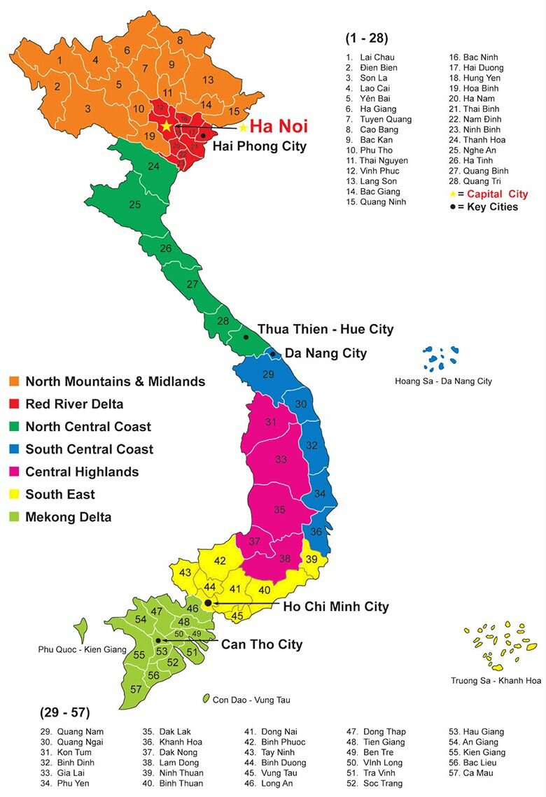 Giải đáp thắc mắc chung: Việt Nam có bao nhiêu tỉnh thành?